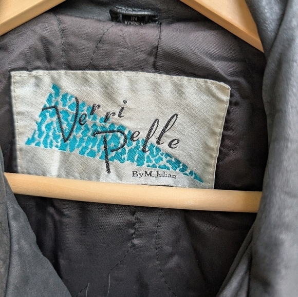 Vintage Verri Pelle By M. Julian Black Leather Bomber Jacket Size 36 - Picture 2 of 7